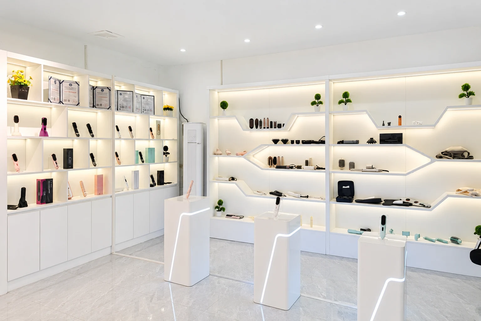 Product showroom for private label hair styling tools
