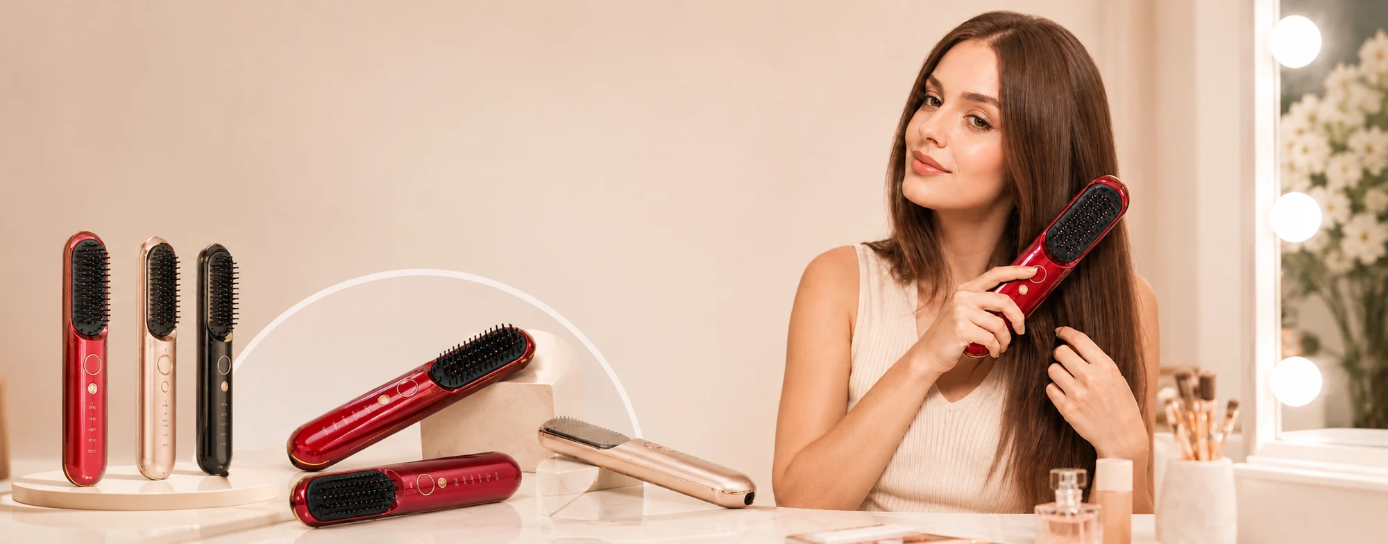 Aveloria Hair private label hair straightener brush collection