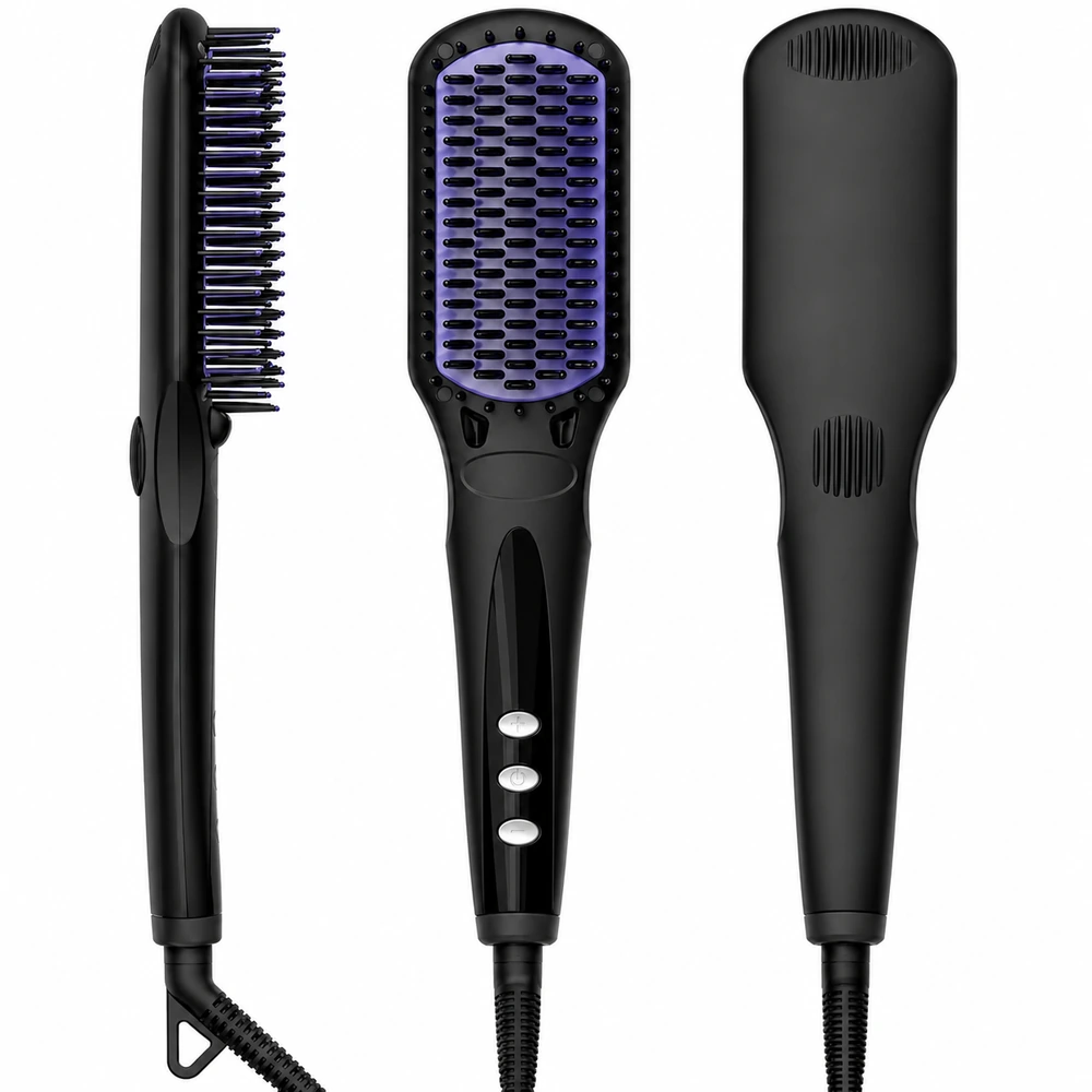 S102 Ionic Hair Straightener Brush for private label beauty brand projects