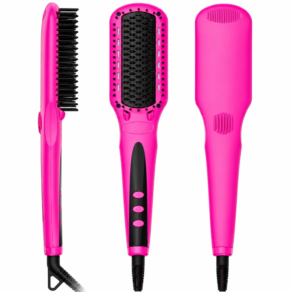 S102R Infrared Ionic Hair Straightener Brush for private label beauty brand projects