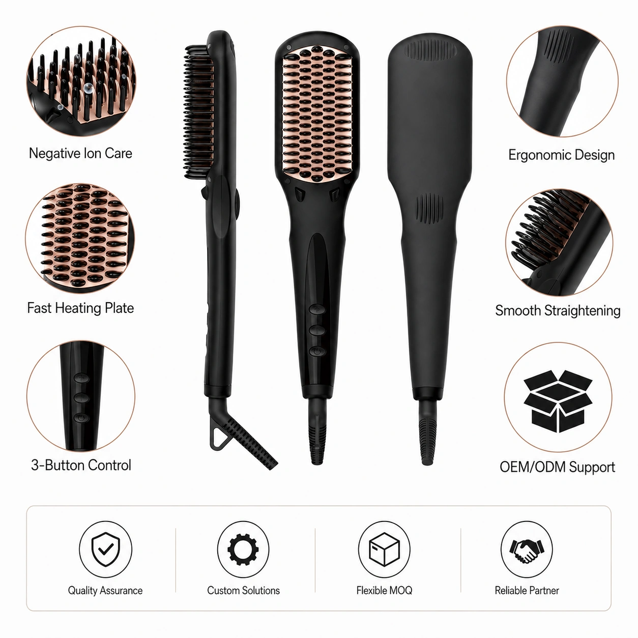 Click to enlarge S103 Ionic Hair Straightener Brush detail image S103 Ionic Hair Straightener Brush detail image