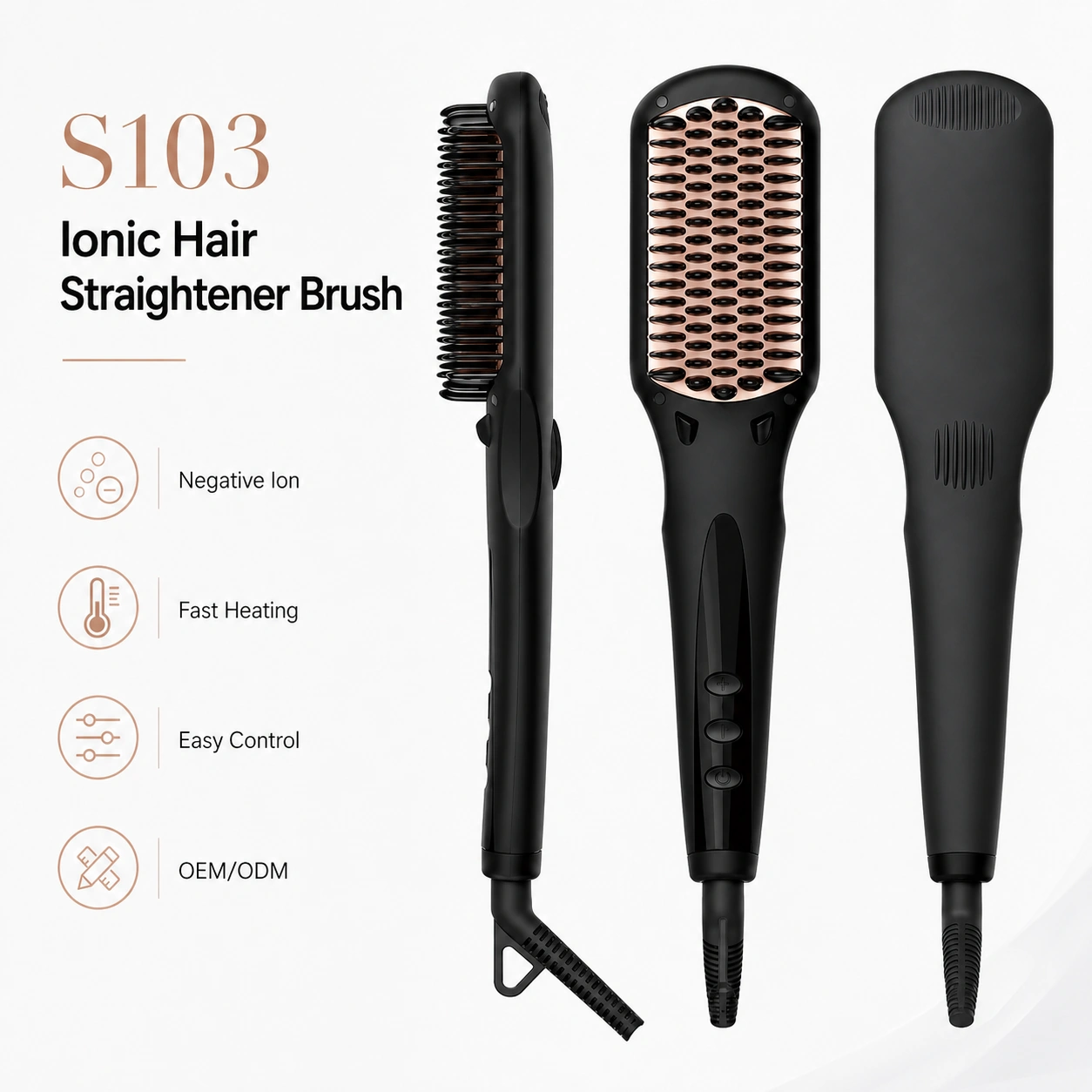 Click to enlarge S103 Ionic Hair Straightener Brush detail image S103 Ionic Hair Straightener Brush detail image