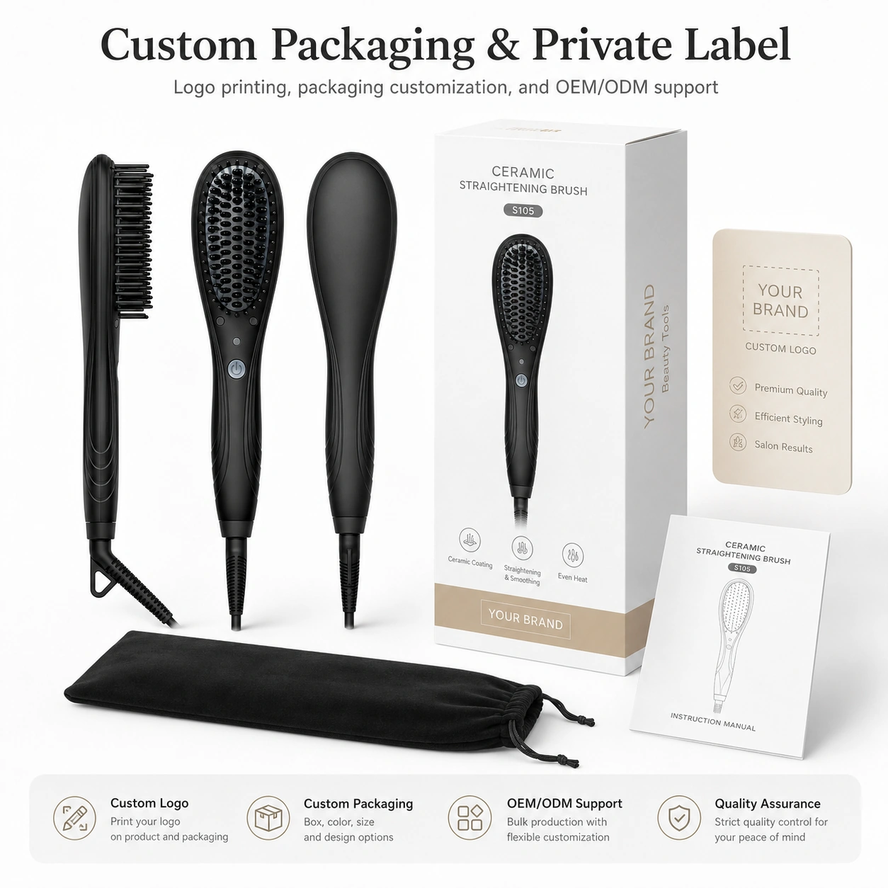 Click to enlarge S105 Ceramic Hair Straightener Brush detail image S105 Ceramic Hair Straightener Brush detail image