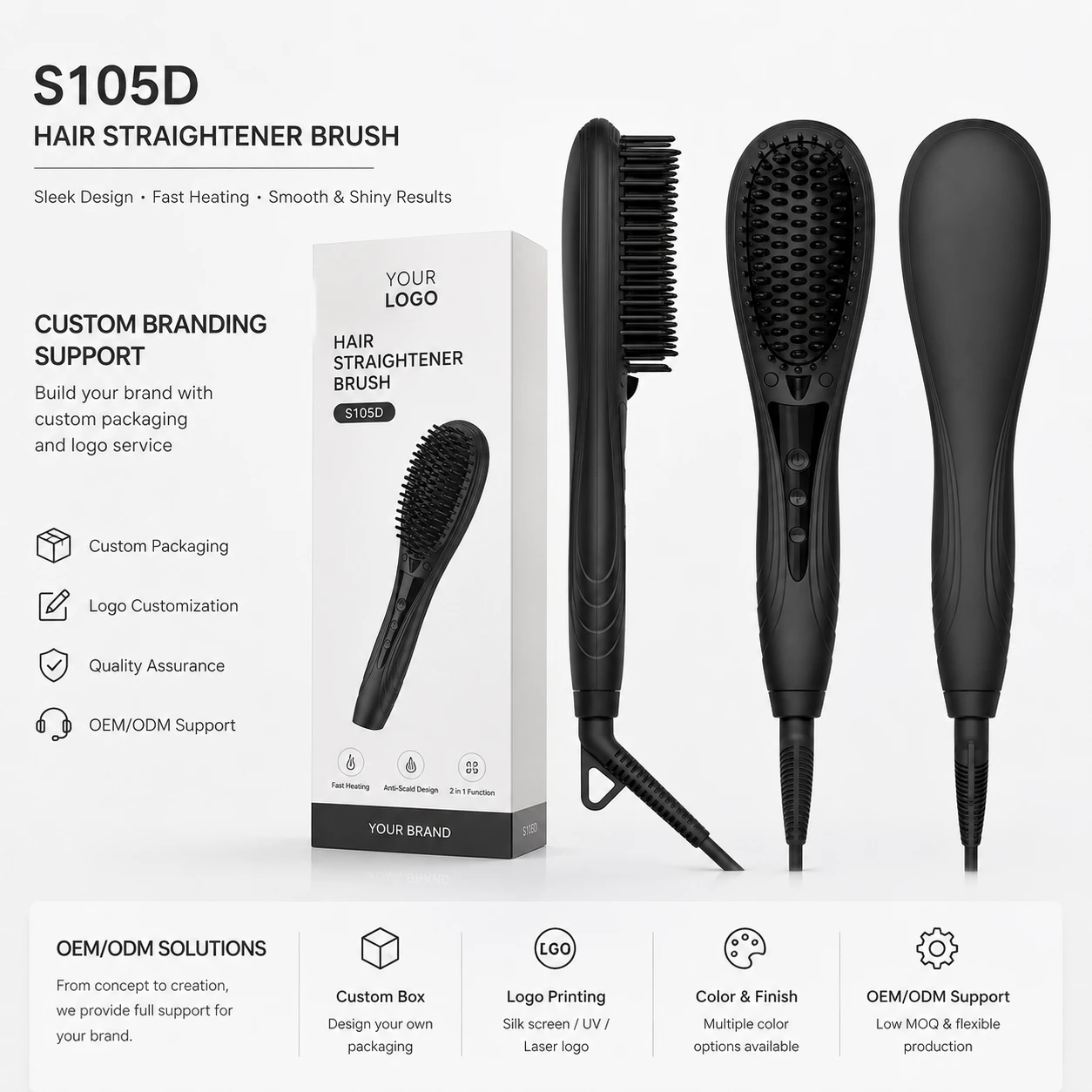 Click to enlarge S105D Ionic Hair Straightener Brush detail image S105D Ionic Hair Straightener Brush detail image