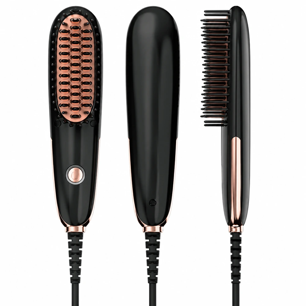 S106 Compact Ceramic Hair Straightener Brush for private label beauty brand projects