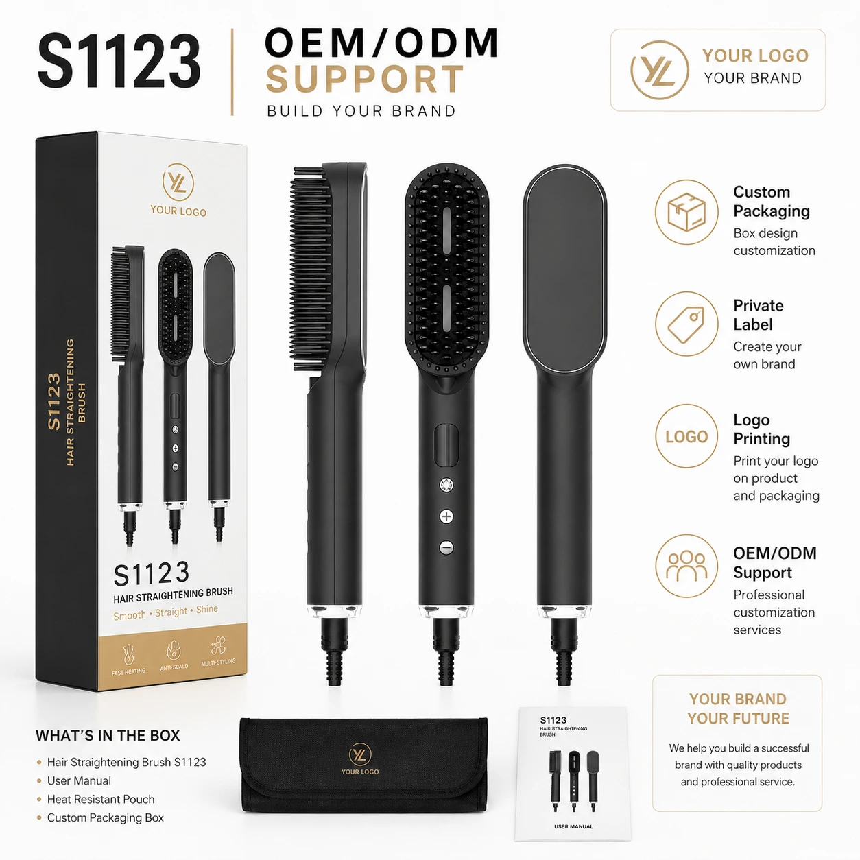 Click to enlarge S1123R Infrared Ionic Hair Straightener Brush detail image S1123R Infrared Ionic Hair Straightener Brush detail image