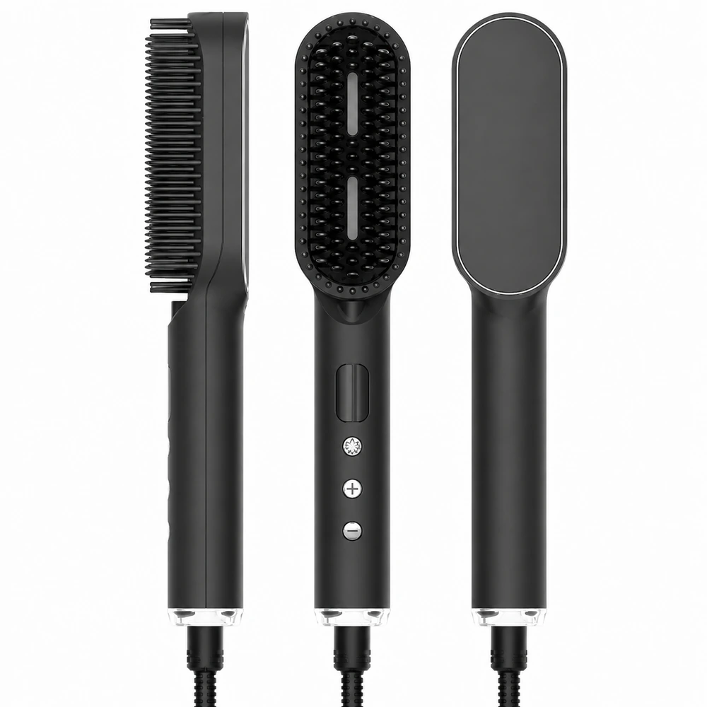S1123R Infrared Ionic Hair Straightener Brush for private label beauty brand projects
