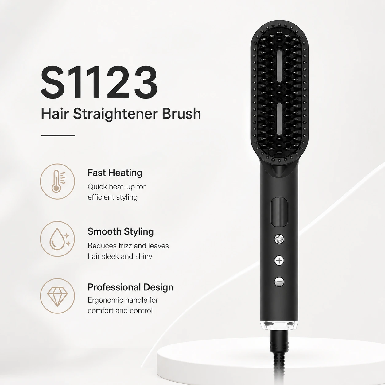 Click to enlarge S1123R Infrared Ionic Hair Straightener Brush detail image S1123R Infrared Ionic Hair Straightener Brush detail image