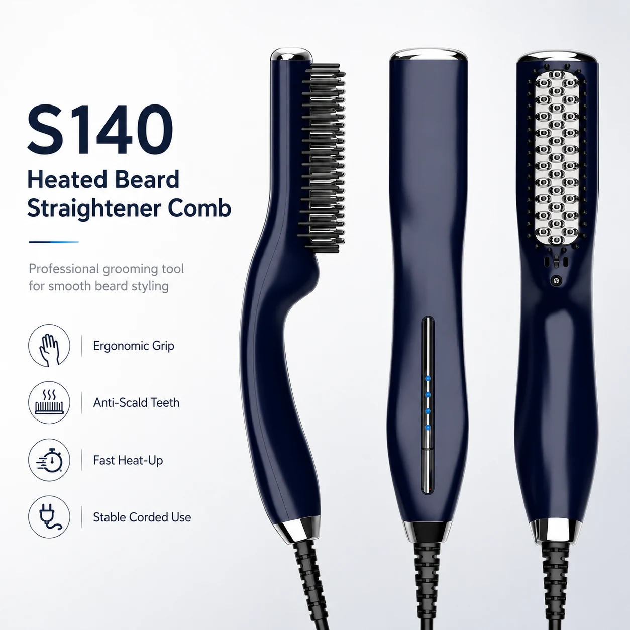 Click to enlarge S140 Ionic Heated Beard Brush detail image S140 Ionic Heated Beard Brush detail image