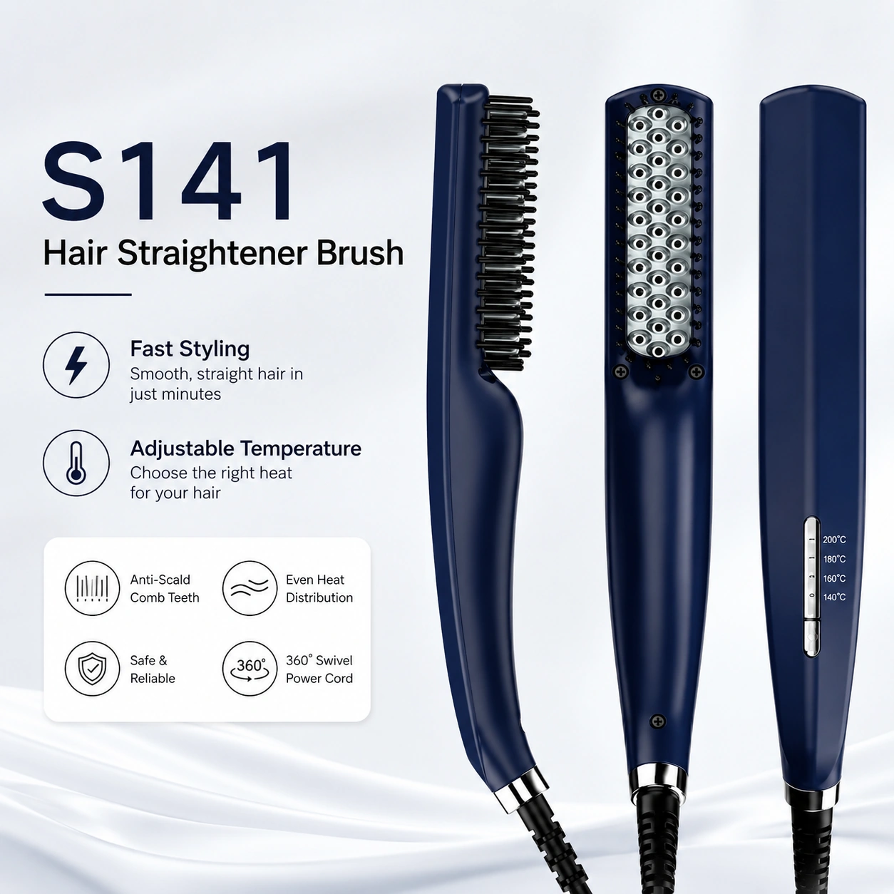 Click to enlarge S141 Ionic Heated Beard Brush detail image S141 Ionic Heated Beard Brush detail image