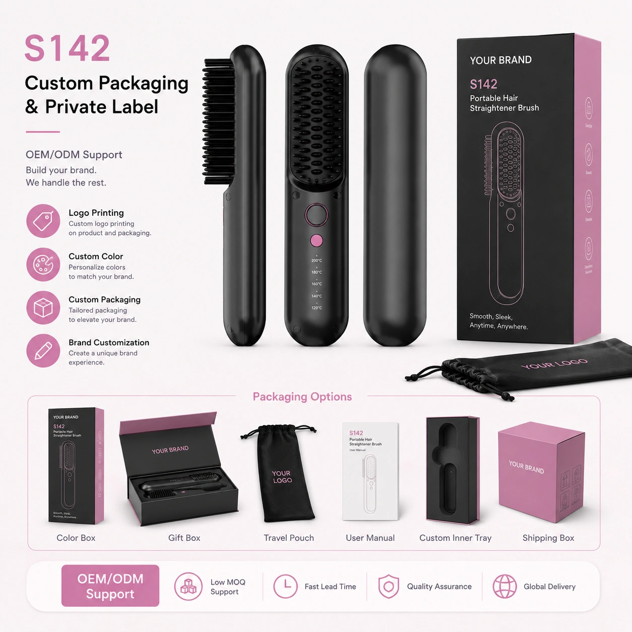 Click to enlarge S142 Rechargeable Hair Straightener Brush detail image S142 Rechargeable Hair Straightener Brush detail image
