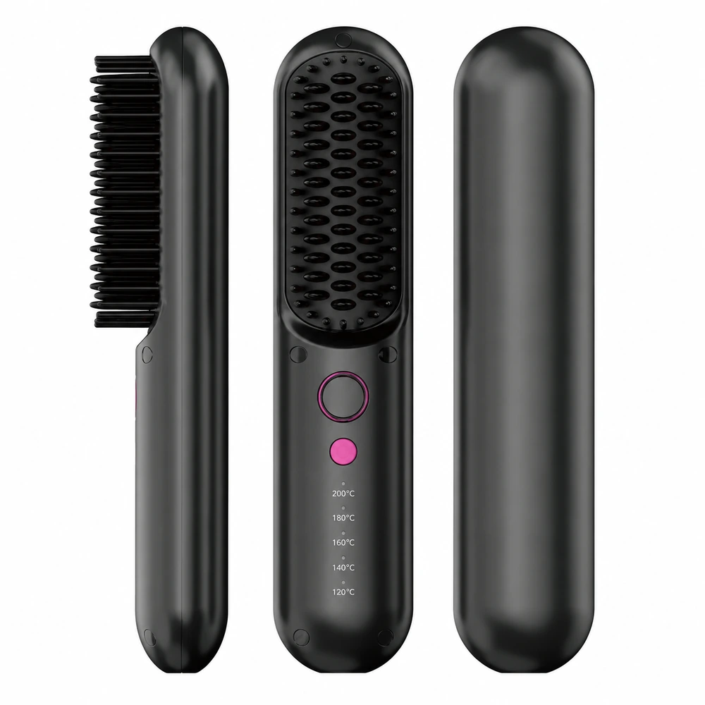 S142 Rechargeable Hair Straightener Brush for private label beauty brand projects