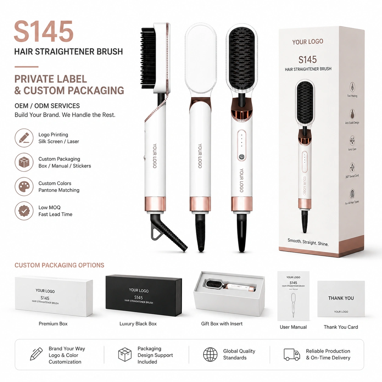 Click to enlarge S145 Slim Ionic Hair Straightener Brush detail image S145 Slim Ionic Hair Straightener Brush detail image