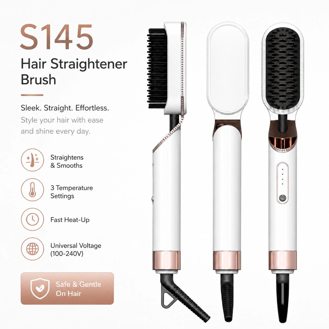 Click to enlarge S145 Slim Ionic Hair Straightener Brush detail image S145 Slim Ionic Hair Straightener Brush detail image
