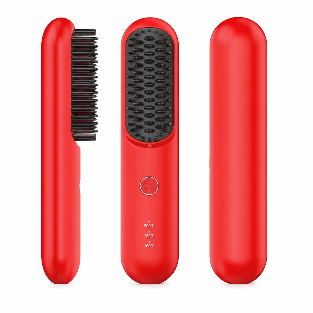 S165 Rechargeable Ionic Hair Straightener Brush for private label beauty brand projects