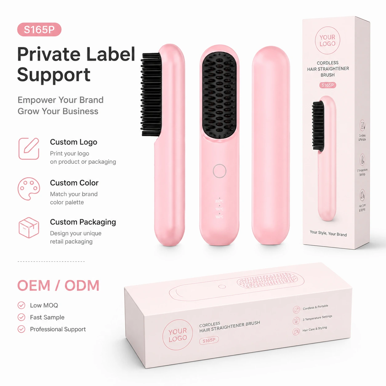 Click to enlarge S165P Rechargeable Ionic Hair Straightener Brush detail image S165P Rechargeable Ionic Hair Straightener Brush detail image