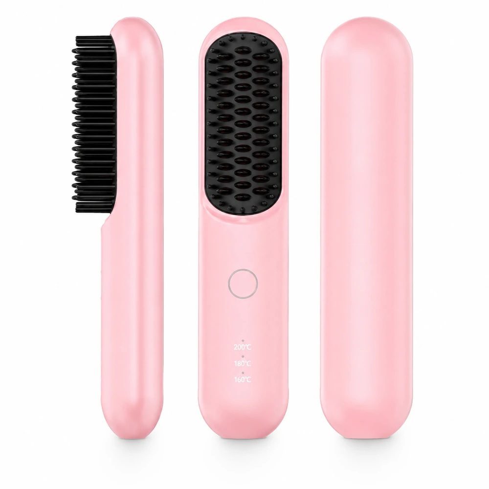 S165P Rechargeable Ionic Hair Straightener Brush for private label beauty brand projects