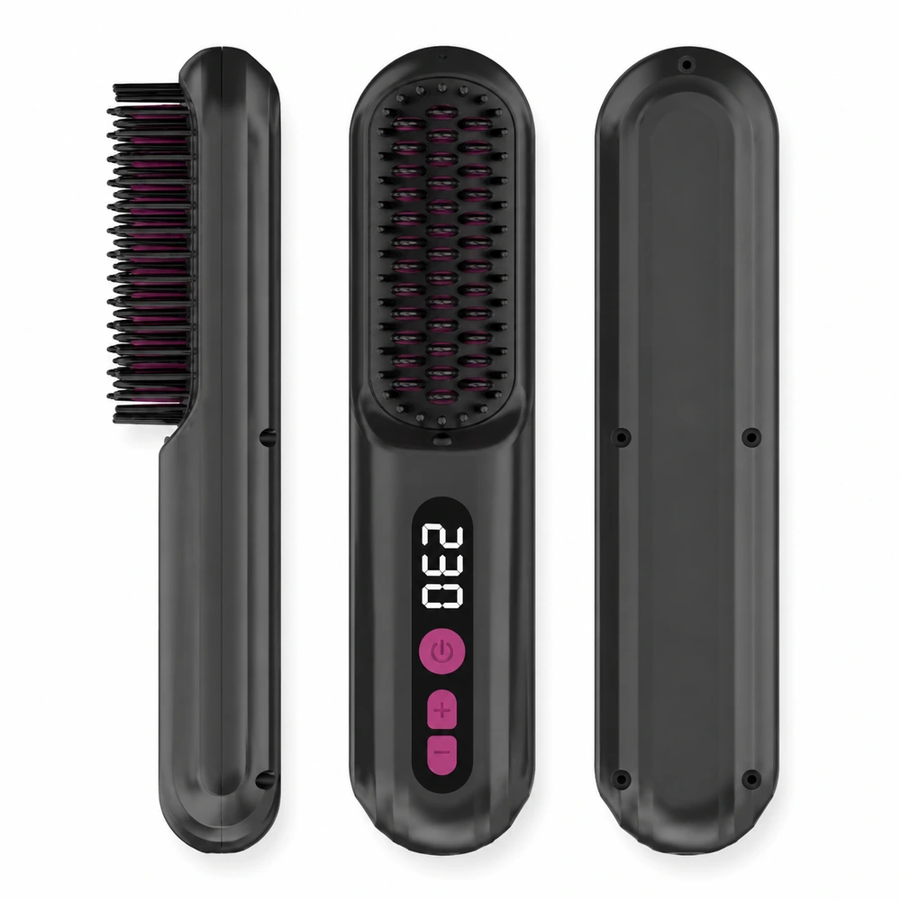 S177 Rechargeable Ionic Hair Straightener Brush for private label beauty brand projects