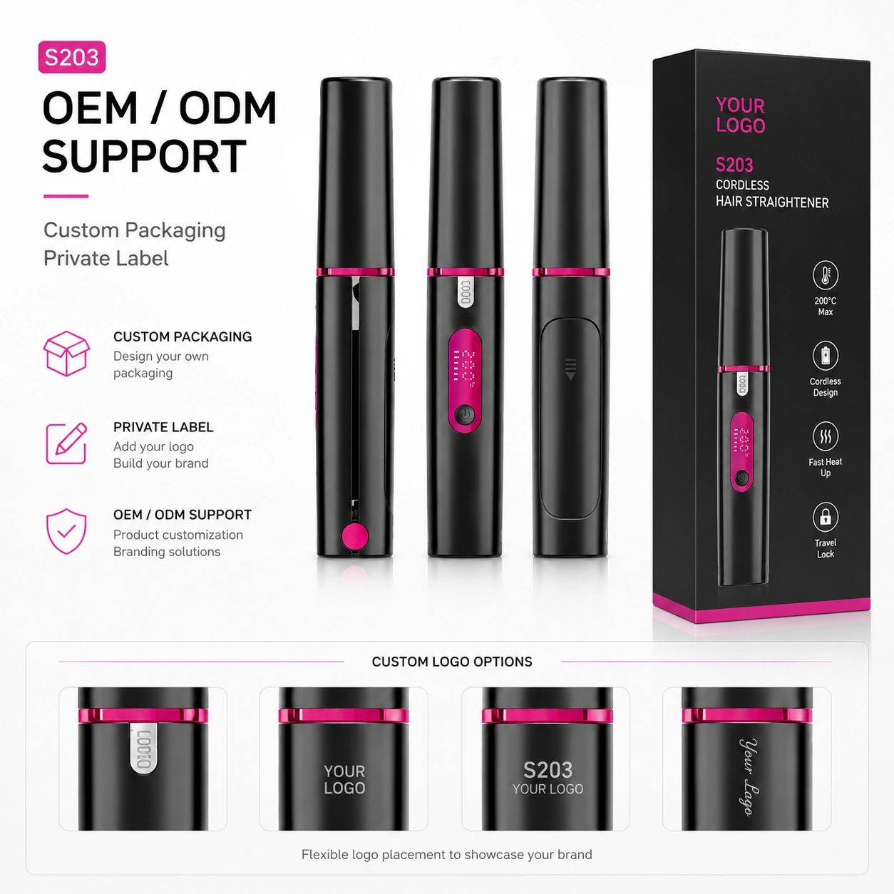 Click to enlarge S203 Rechargeable Ionic Multifunctional Flat Iron detail image S203 Rechargeable Ionic Multifunctional Flat Iron detail image