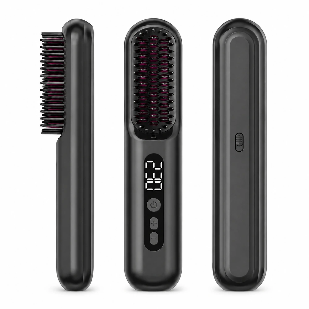 S211 Rechargeable Ionic Hair Straightener Brush for private label beauty brand projects